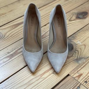 Nude Schutz Pointy Suede Heel. Worn about five times.